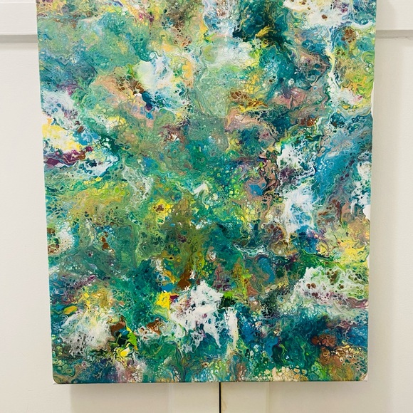 Art peace 16 x 20 original one of a kind art piece. Paint Pour! Gorgeous colors. - Picture 2 of 3